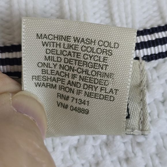 L.L. Bean Women's Chunky Knit 100% Cotton 3/4 Sleeve Cardigan in White Size XL - Picture 9 of 9